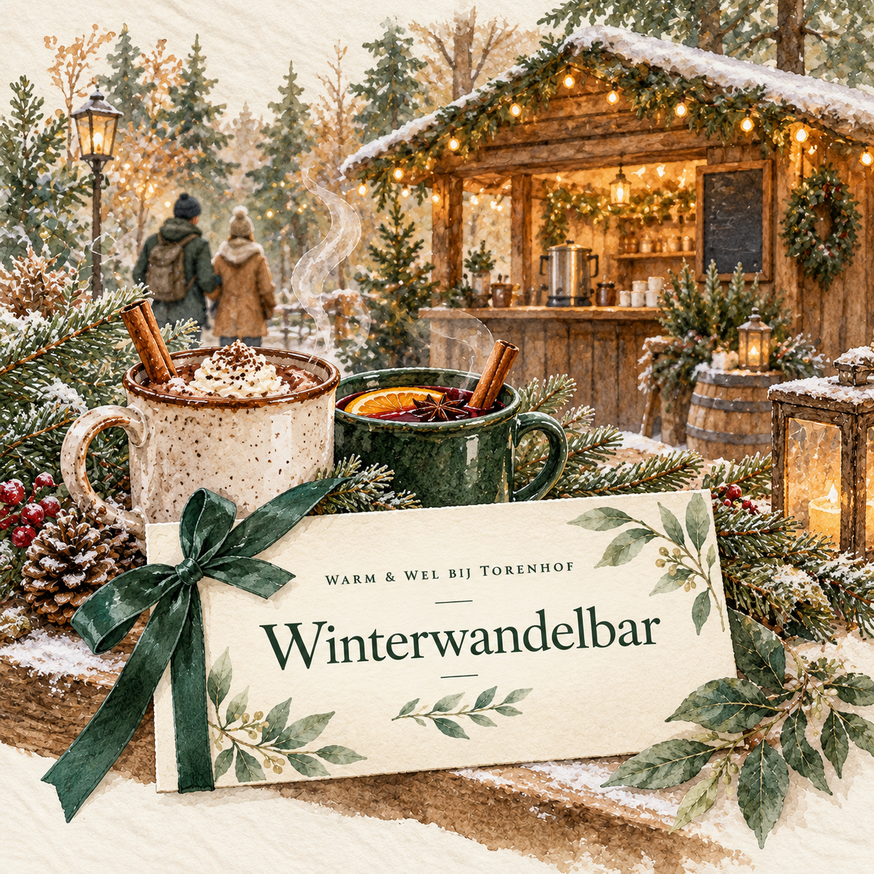 Winterwandelbar in warme aquarelstijl